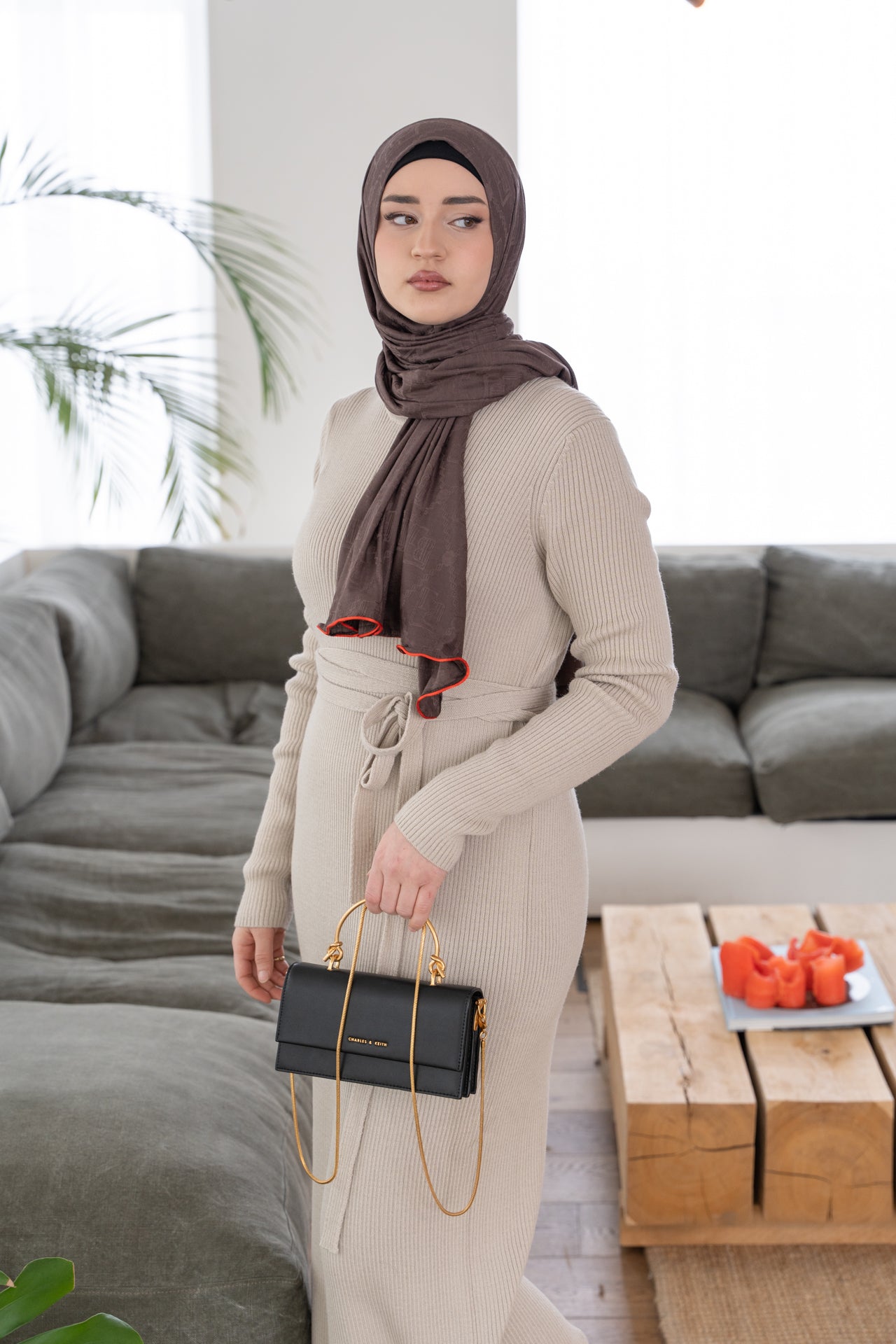 Robe longue en laine mérinos beige