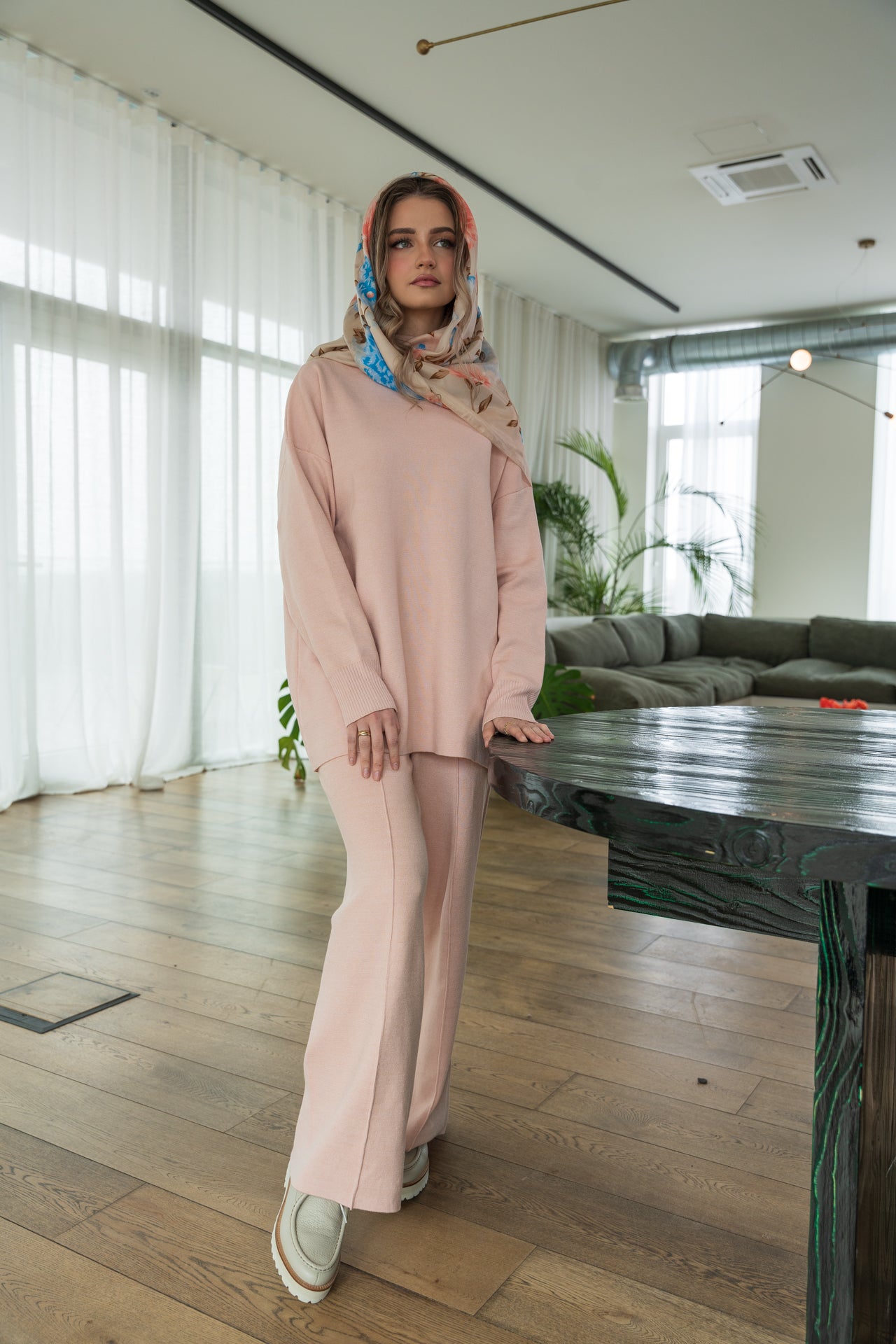 Langes rosafarbenes Set