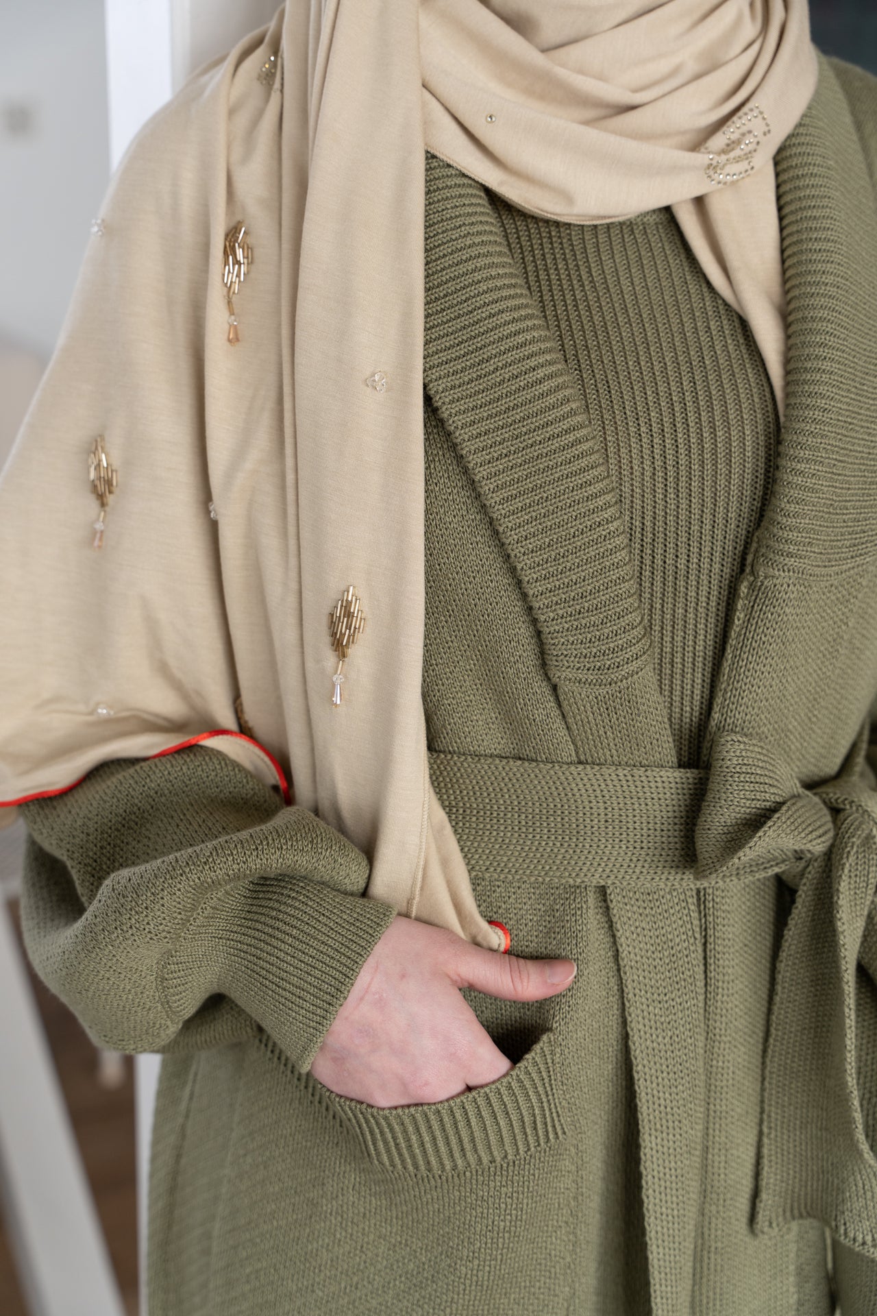 Long khaki coat cardigan